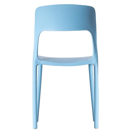Fabulaxe Modern Plastic Outdoor Dining Chair with Open Curved Back, Blue, PK 4 QI004227.BL.4